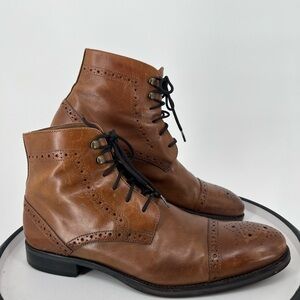 JOHNSTON & MURPHY‎ LEATHER Tyndall Cap Toe Low Profile Casual Boot BROWN